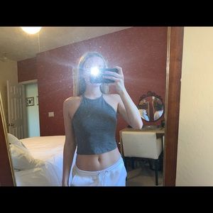 Gray and black halter tops